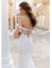 Ivory Floral Lace Tulle Mermaid Wedding Dress With Detachable Straps